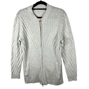 Soft Surroundings Vieux Carre Sweater Zipper Cardigan Womens‎ Sz L Pockets Gray